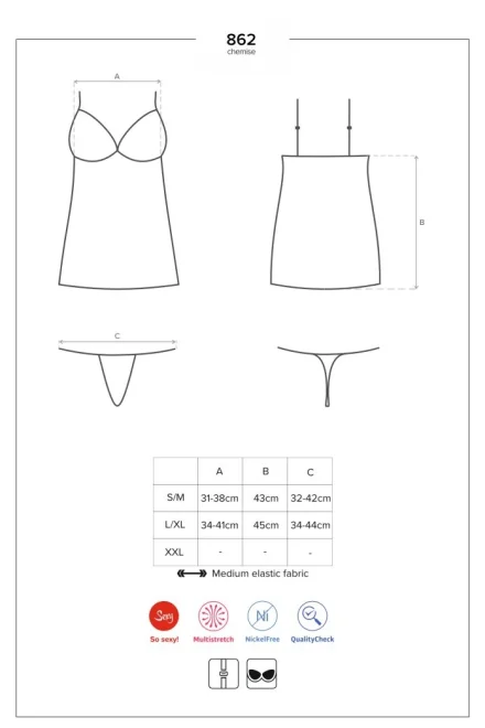 Sexy košilka 862 - Černá