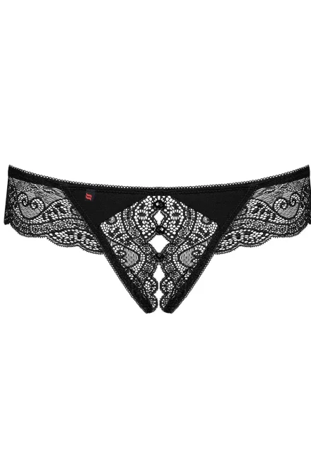 Sexy tanga Miamor Crotchless Thong - Černá
