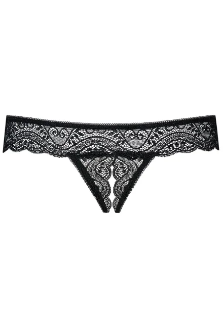 Sexy tanga Miamor Crotchless Thong - Černá