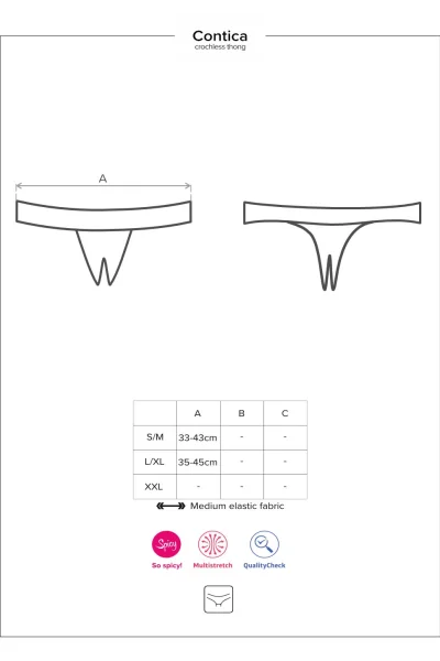 Sexy tanga Contica - otevřený klín - Černá