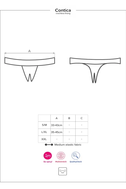 Sexy tanga Contica - otevřený klín - Černá