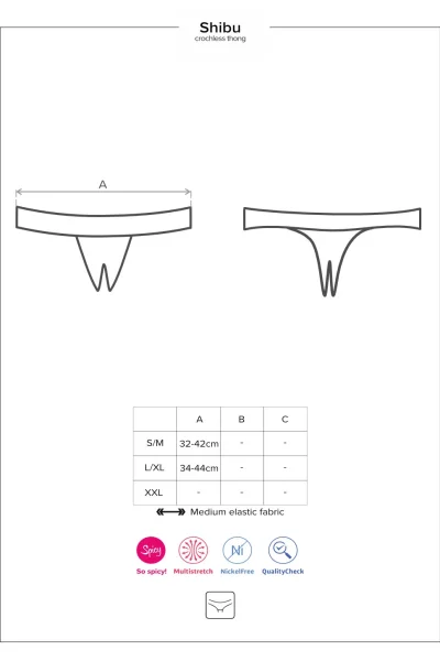 Sexy tanga Shibu - otevřený klín - Černá