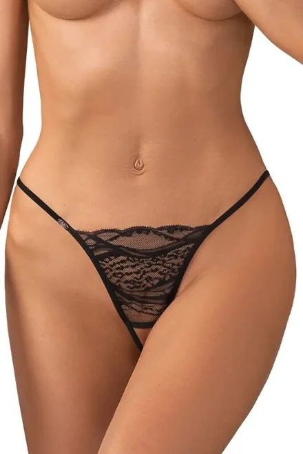 2 PACK sexy tanga Bianca - otevřený klín - Černá