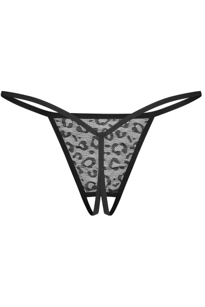 2 PACK sexy tanga Bianca - otevřený klín - Černá