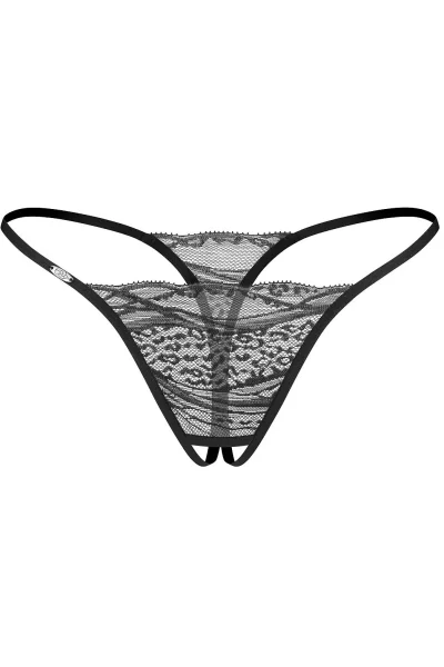 2 PACK sexy tanga Bianca - otevřený klín - Černá