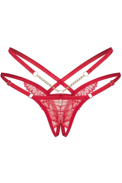 Sexy tanga Matildea - otevřený klín - Červená