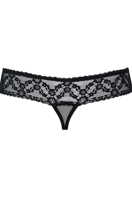 Sexy tanga 837 - otevřený klín - Černá