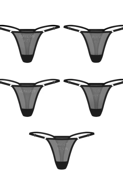 Sexy tanga Violami - 5 PACK - Černá