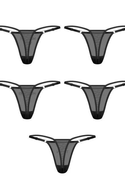 Sexy tanga Violami - 5 PACK - Černá