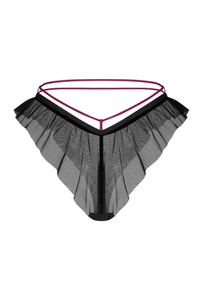 Sexy kalhotky Parisel - s volánkem - Černo-červená