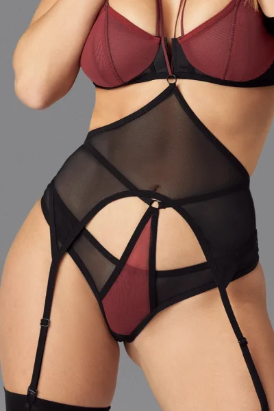 Sexy tanga Parisel - dvojité - Černo-červená