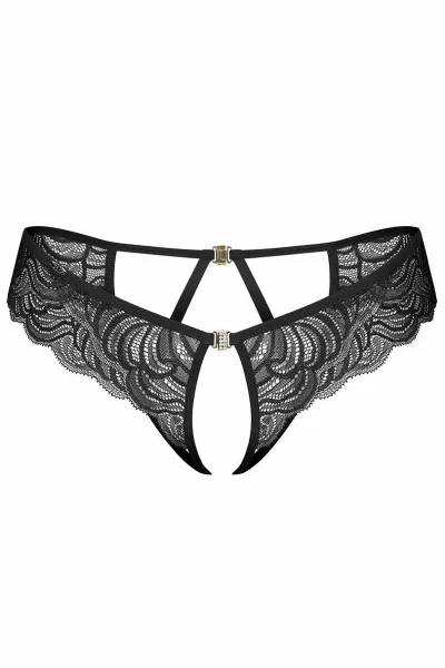 Sexy kalhotky Divienne - otevřený klín - Černá