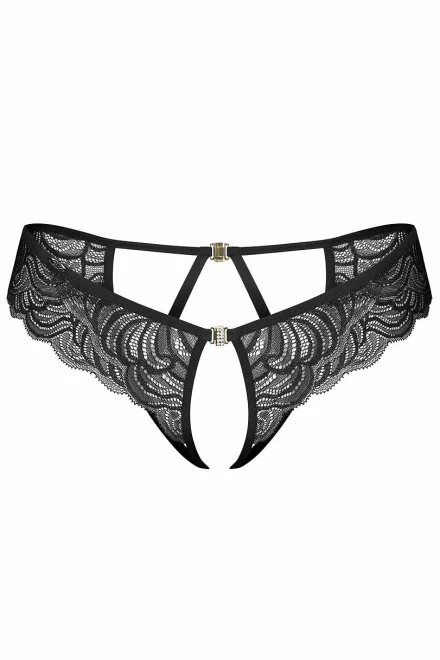 Sexy kalhotky Divienne - otevřený klín - Černá