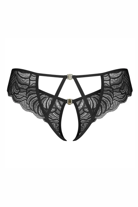 Sexy kalhotky Divienne - otevřený klín - Černá