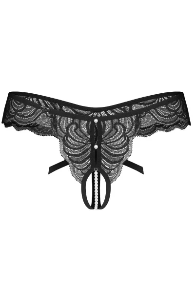 Sexy tanga Trinise - otevřený klín - Černá