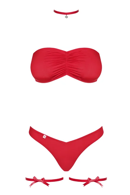 Sexy komplet Kissmas - 4 dílný - Červená