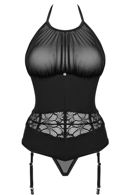 Sexy korzet a tanga Serafia - Černá