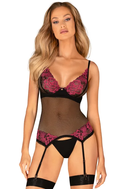 Sexy korzet Rosenty a tanga - Černá