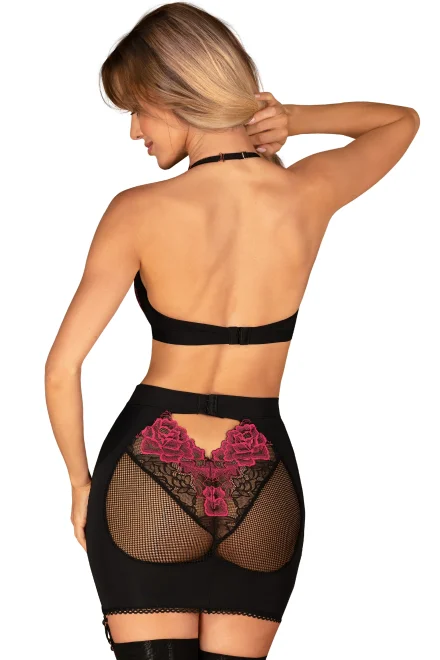 Sexy komplet Rosenty top a sukně - Černá