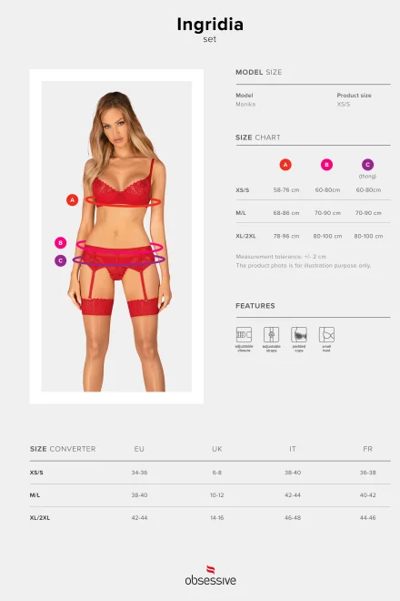 Sexy komplet Ingridia Set 3 dílný - Červená