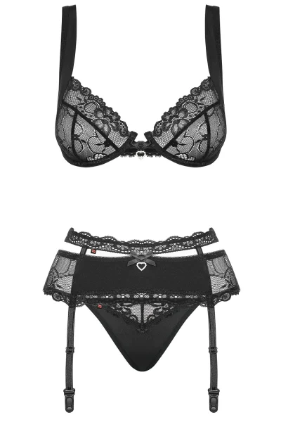 Sexy komplet Heartina Set - 3 dílný - Černá