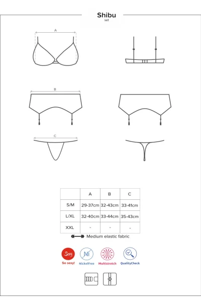 Sexy komplet Shibu - 3 dílný - Černá