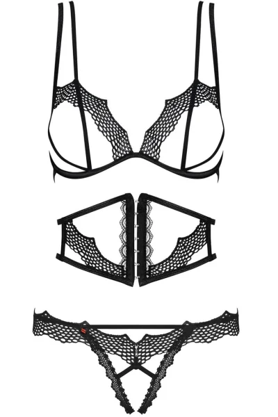 Sexy komplet Bravelle - 3 dílný - Černá