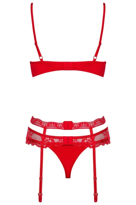 Sexy komplet Heartina - 3 dílný - Červená