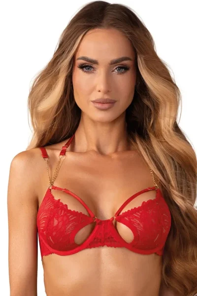 Sexy komplet Matildea - otevřený klín - Červená