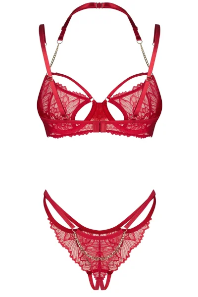 Sexy komplet Matildea - otevřený klín - Červená