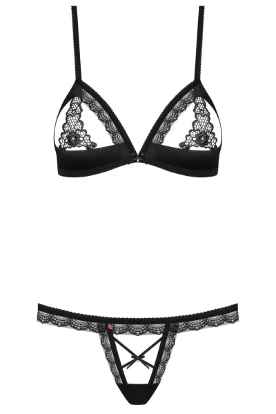 Sexy komplet 865-SET - otevřený klín - Černá