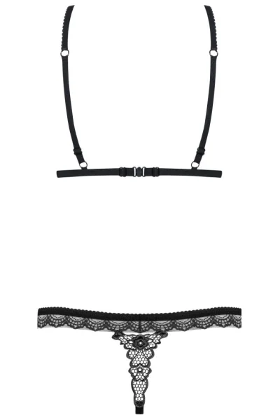 Sexy komplet 865-SET - otevřený klín - Černá