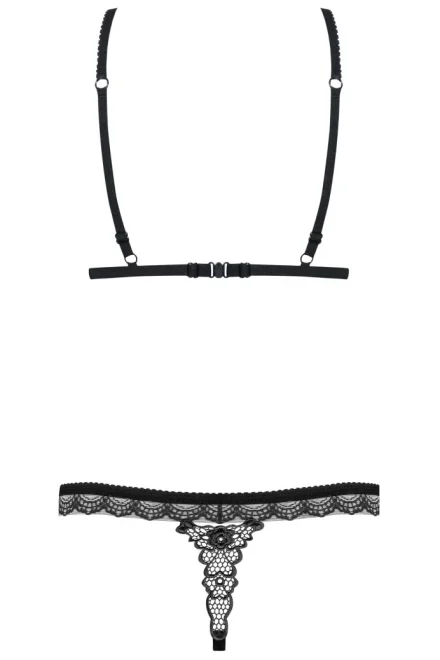 Sexy komplet 865-SET - otevřený klín - Černá