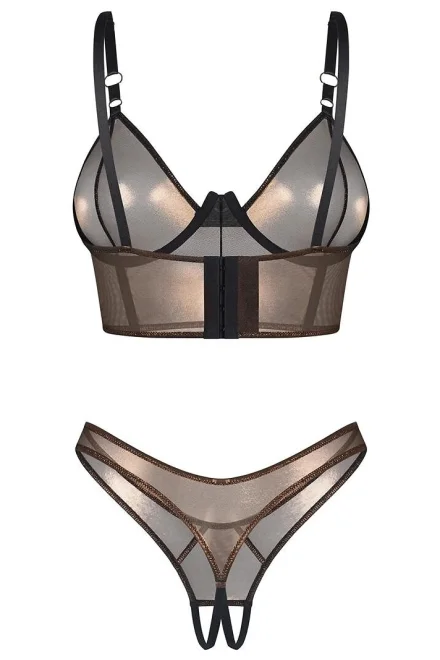 Sexy komplet Soranna - otevřený klín - Zlatá