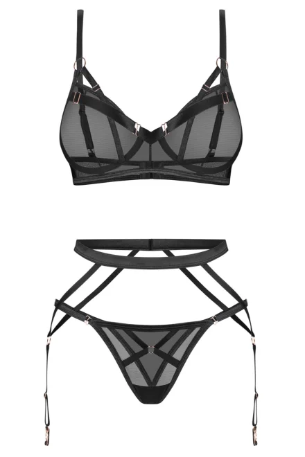 Sexy komplet Euridia - 3 dílný - Černá