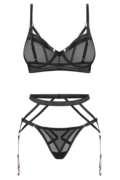 BLA Sexy komplet Euridia - 3 dílný - Černá