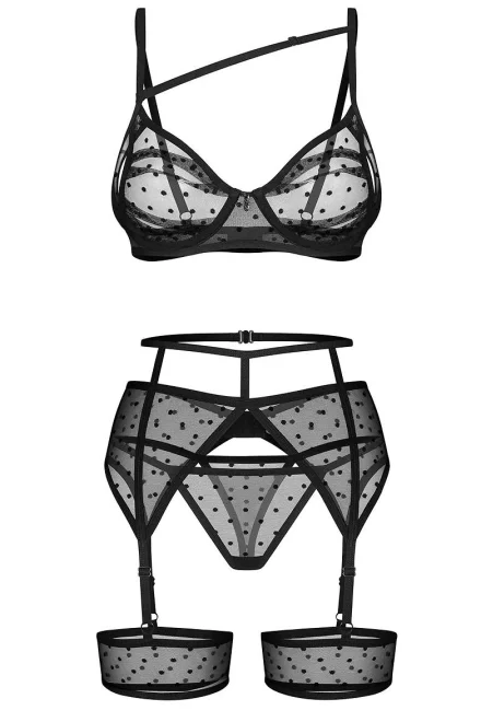 Sexy komplet Nuites - 3 dílný - Černá