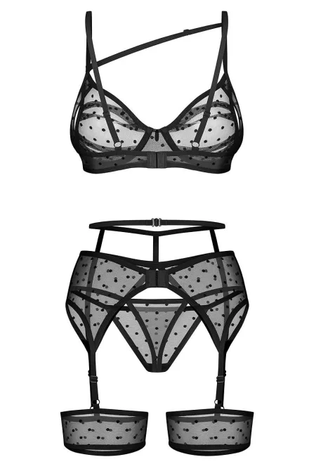 Sexy komplet Nuites - 3 dílný - Černá