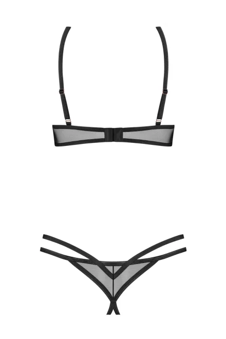 Sexy komplet Euridia - 2 dílný - otevřený klín - Černá