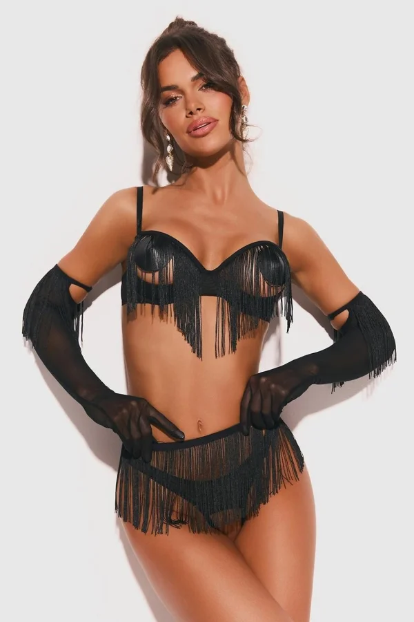 Sexy komplet Rossay - 4 dílný - Černá