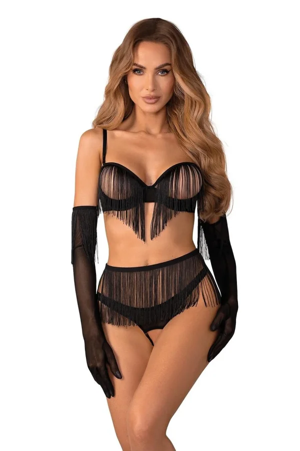 Sexy komplet Rossay - 4 dílný - Černá