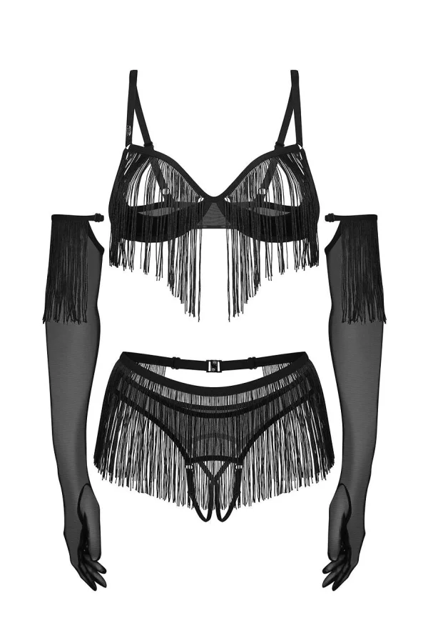 Sexy komplet Rossay - 4 dílný - Černá