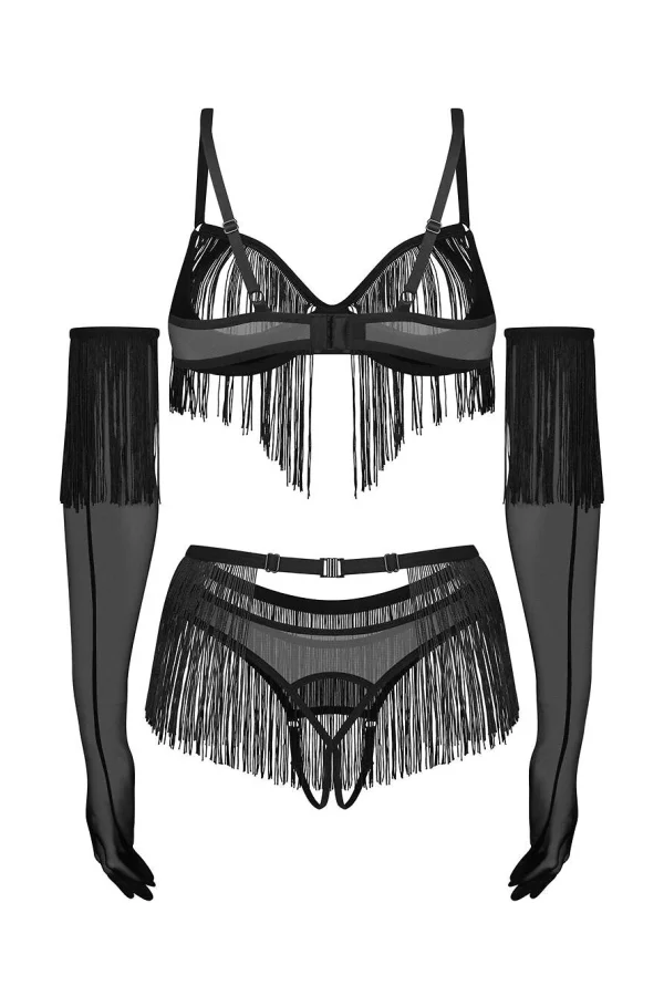 Sexy komplet Rossay - 4 dílný - Černá