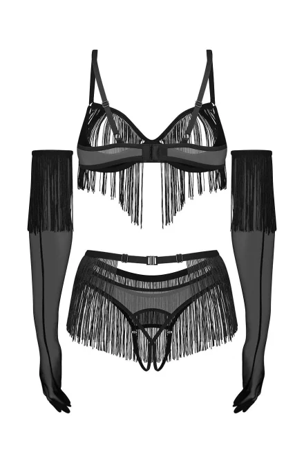 Sexy komplet Rossay - 4 dílný - Černá
