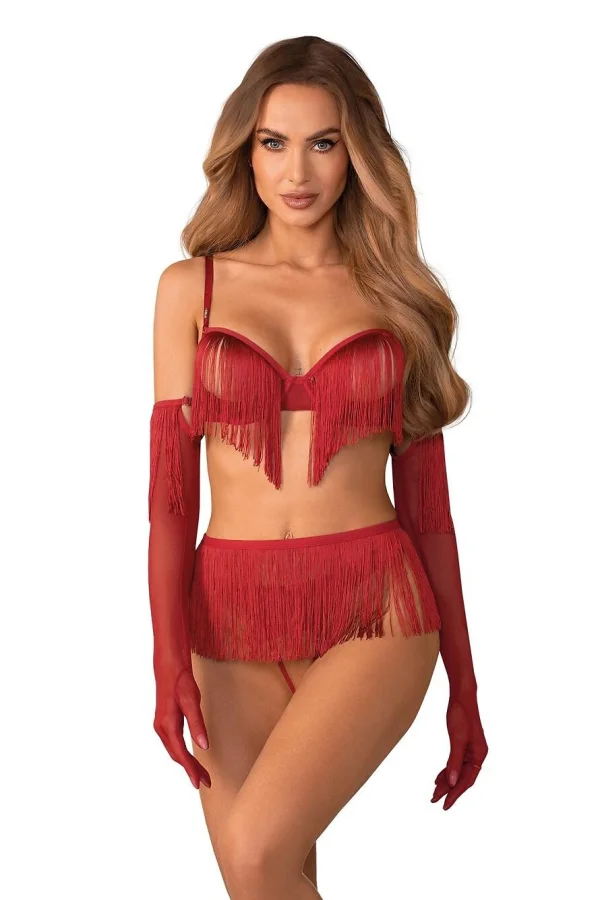 Sexy komplet Rossay - 4 dílný - Červená