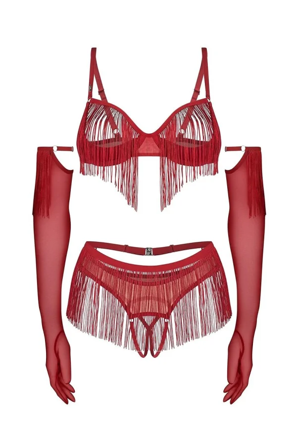 Sexy komplet Rossay - 4 dílný - Červená