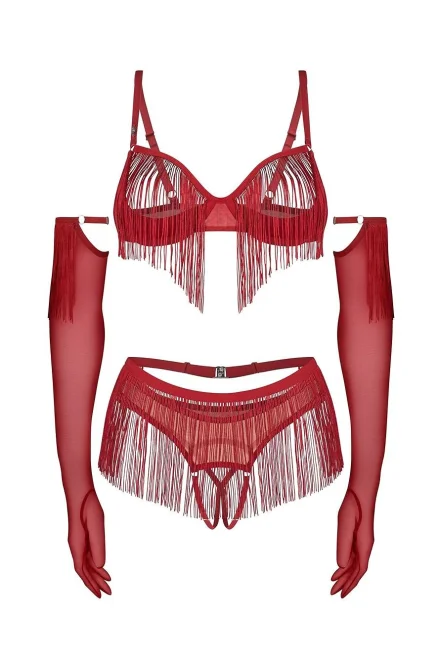 Sexy komplet Rossay - 4 dílný - Červená