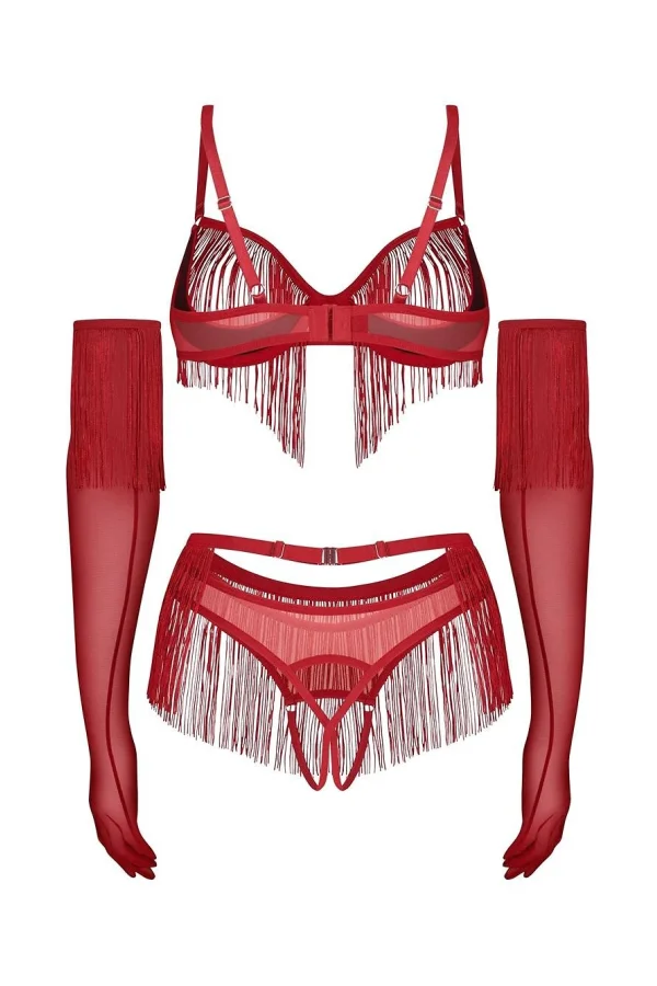 Sexy komplet Rossay - 4 dílný - Červená