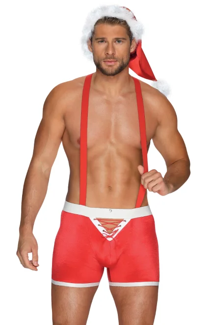 Pánský sexy komplet Mr. Claus - Červená