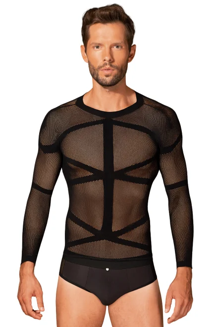 Sexy triko T101  s dlouhým rukávem - Černá